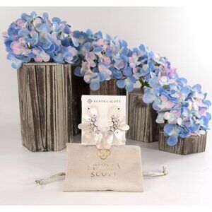 Kendra Scott Ashlyn Ivory Mother of Pearl Rhodium Large Statement Earrings NWT